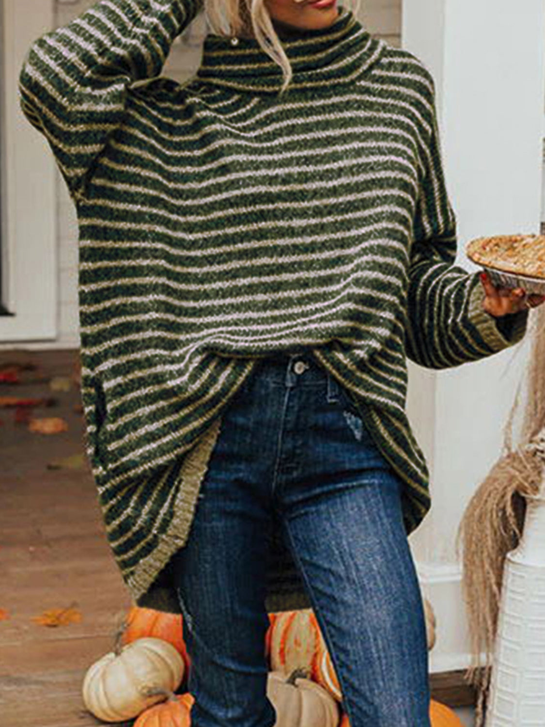 Striped Turtleneck Sweater Pockets (8)