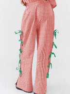 Side Tied Plaid Pants (9)