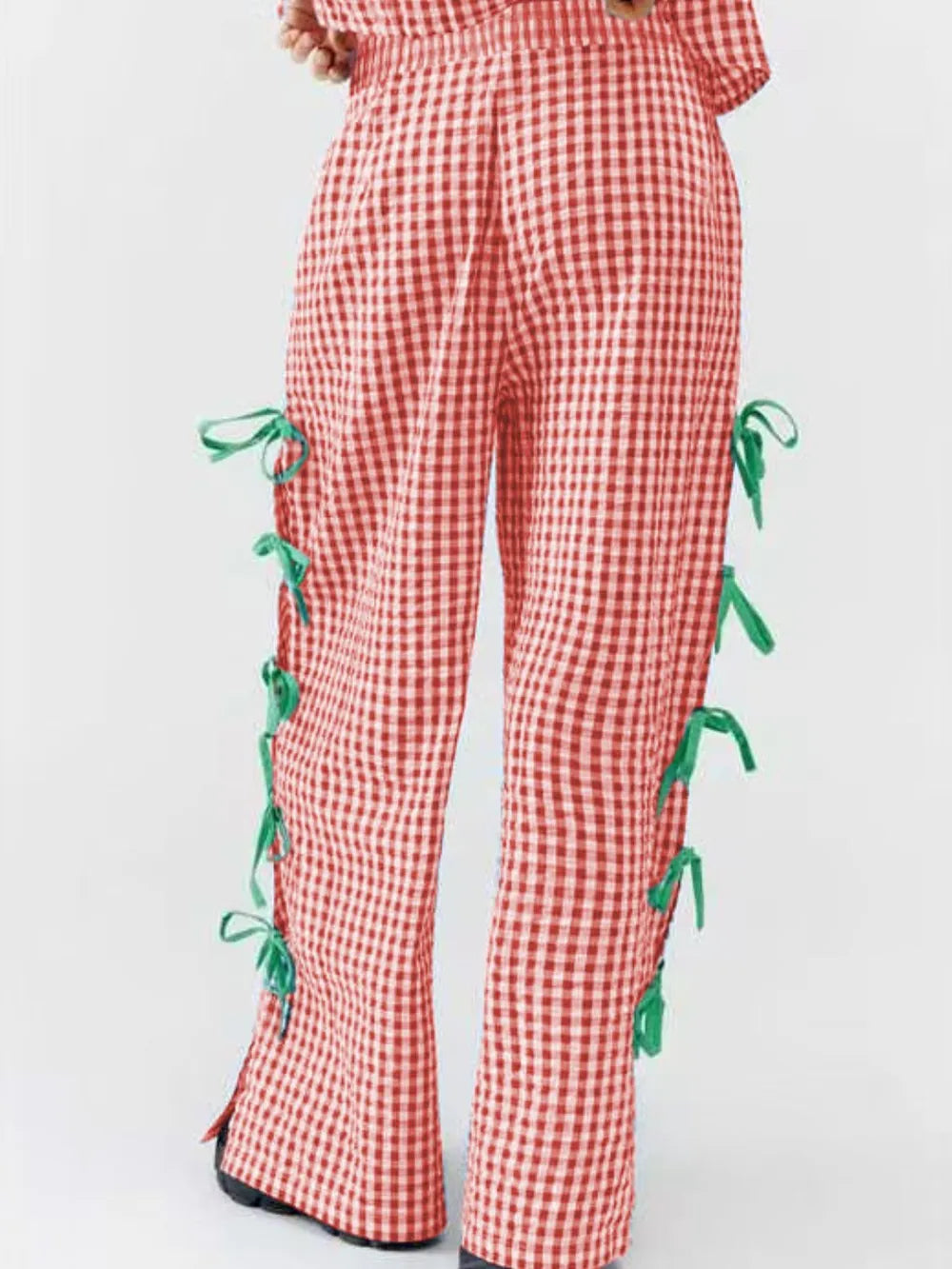 Side Tied Plaid Pants (9)