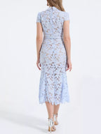 Floral Lace Short Sleeve Midi Dress (16)