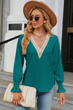 V-neck Flounce Sleeve T-shirt (14)