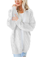 Cable-knit Open Front Long Sleeve Cardigan (11)