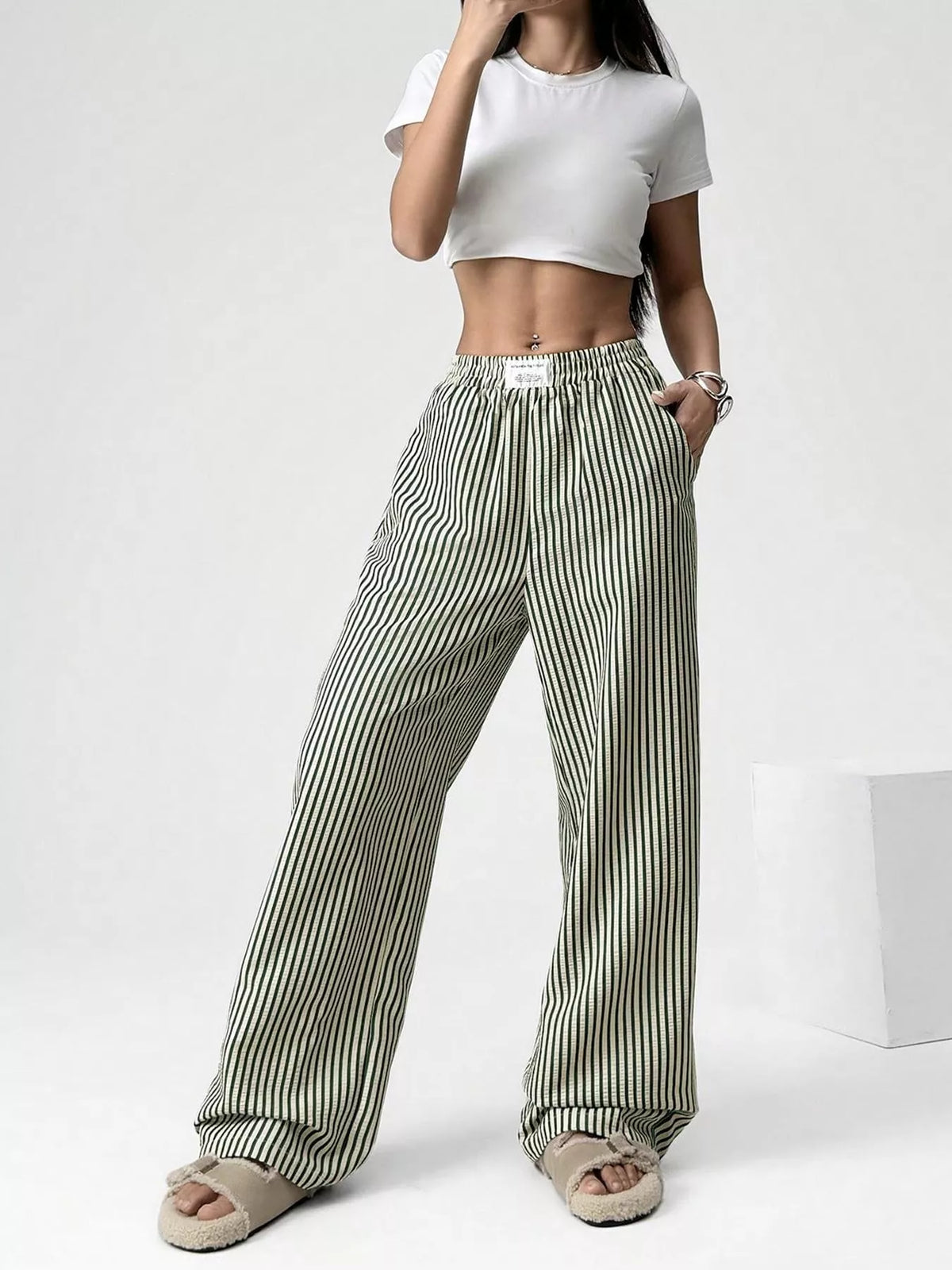 Striped High-waisted Wide Leg Pants (10)