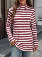 Striped Turtleneck Long Sleeve Knit Top (15)