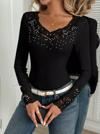 Elegant Lace Trim Long Sleeve Top (6)