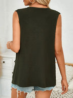 Button Down Round Neck Knit Vest (2)
