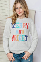 Full Size Merry Cable Knit Pullover Sweatshirt