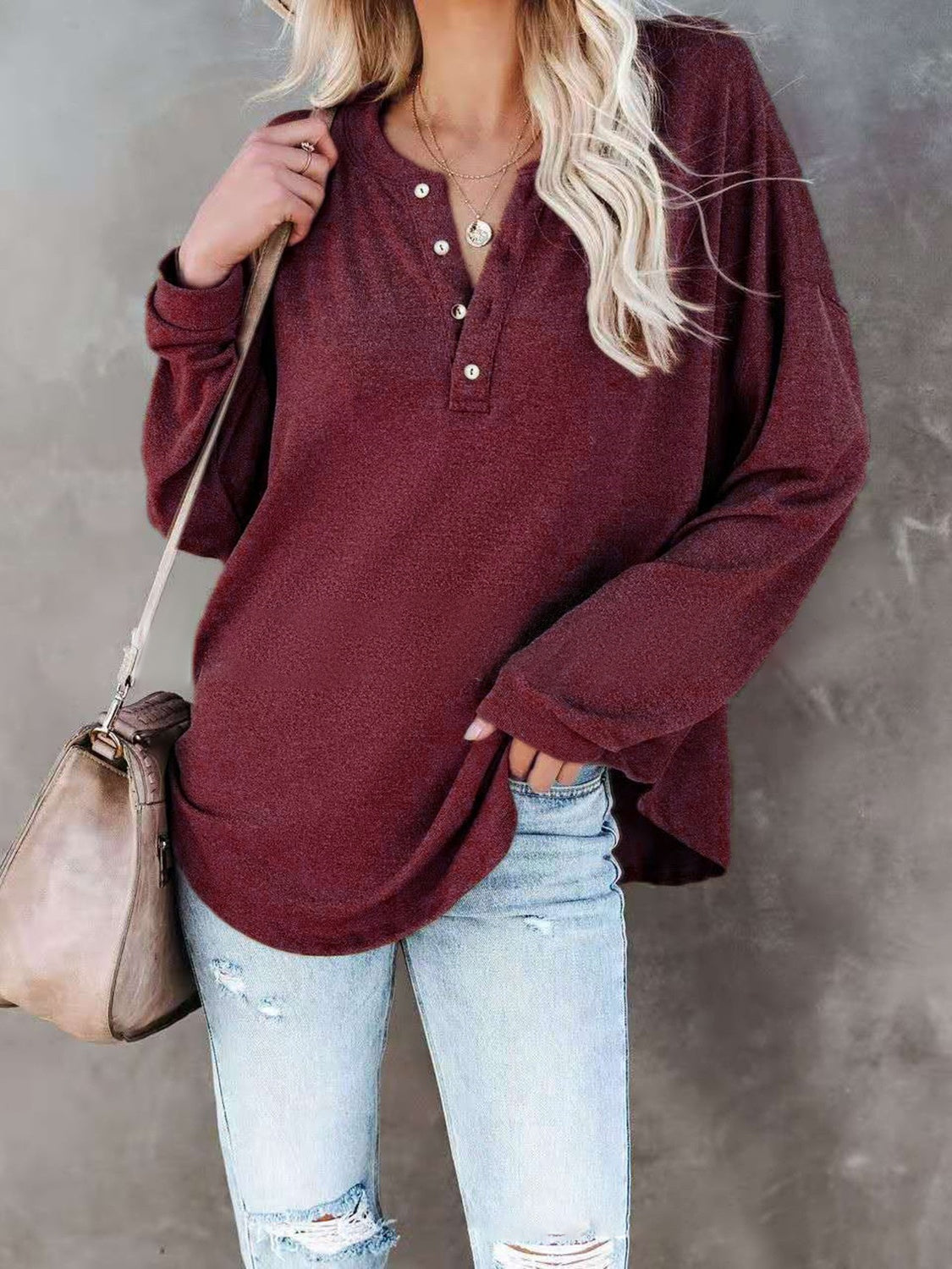 Buttoned Drop Shoulder Top (18)