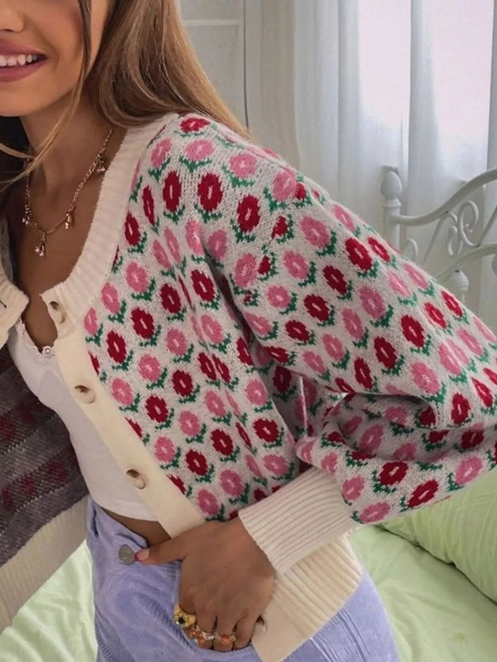 Floral Button Up Long Sleeve Cardigan (13)