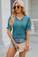 Tie Neck Flounce Sleeve Blouse (18)