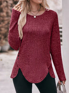 Ribbed Knit Long Sleeve T-shirt (19)