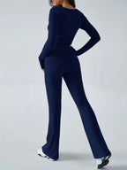 Ruched Long Sleeve Top Pants Set (26)