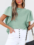 Round Neck Ruffle Sleeve Top (4)