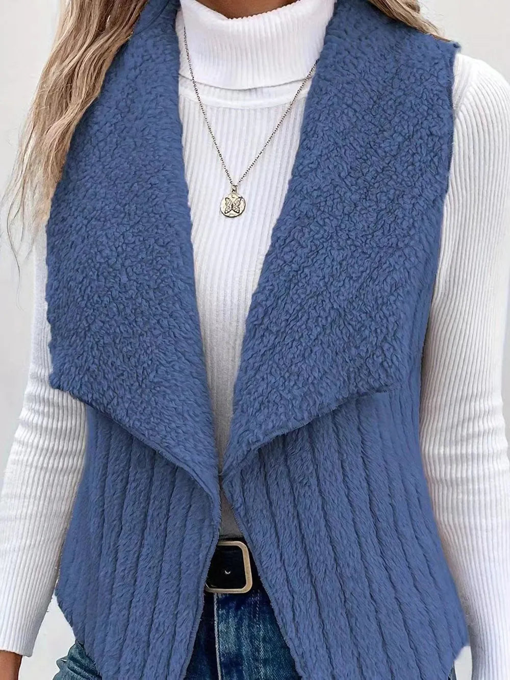 Open Front Fuzzy Vest Coat (15)
