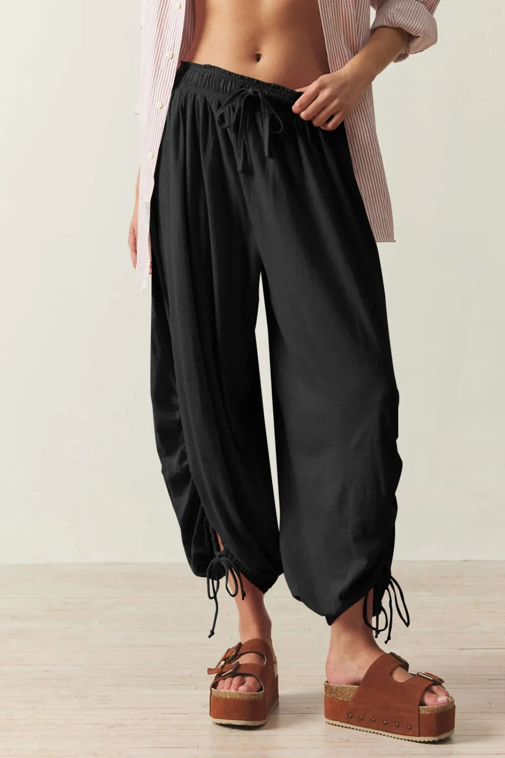 Drawstring Ruched Pants (2)
