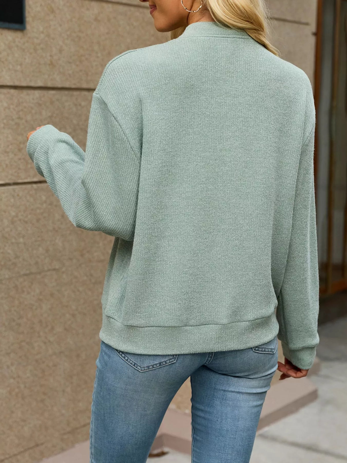 Zip-up Dropped Shoulder Top (4)