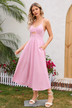 Crisscross Smocked Spaghetti Strap Dress (4)