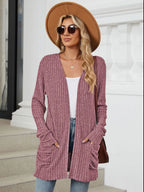 Pocketed Open Front Long Sleeve Cardigan (26)