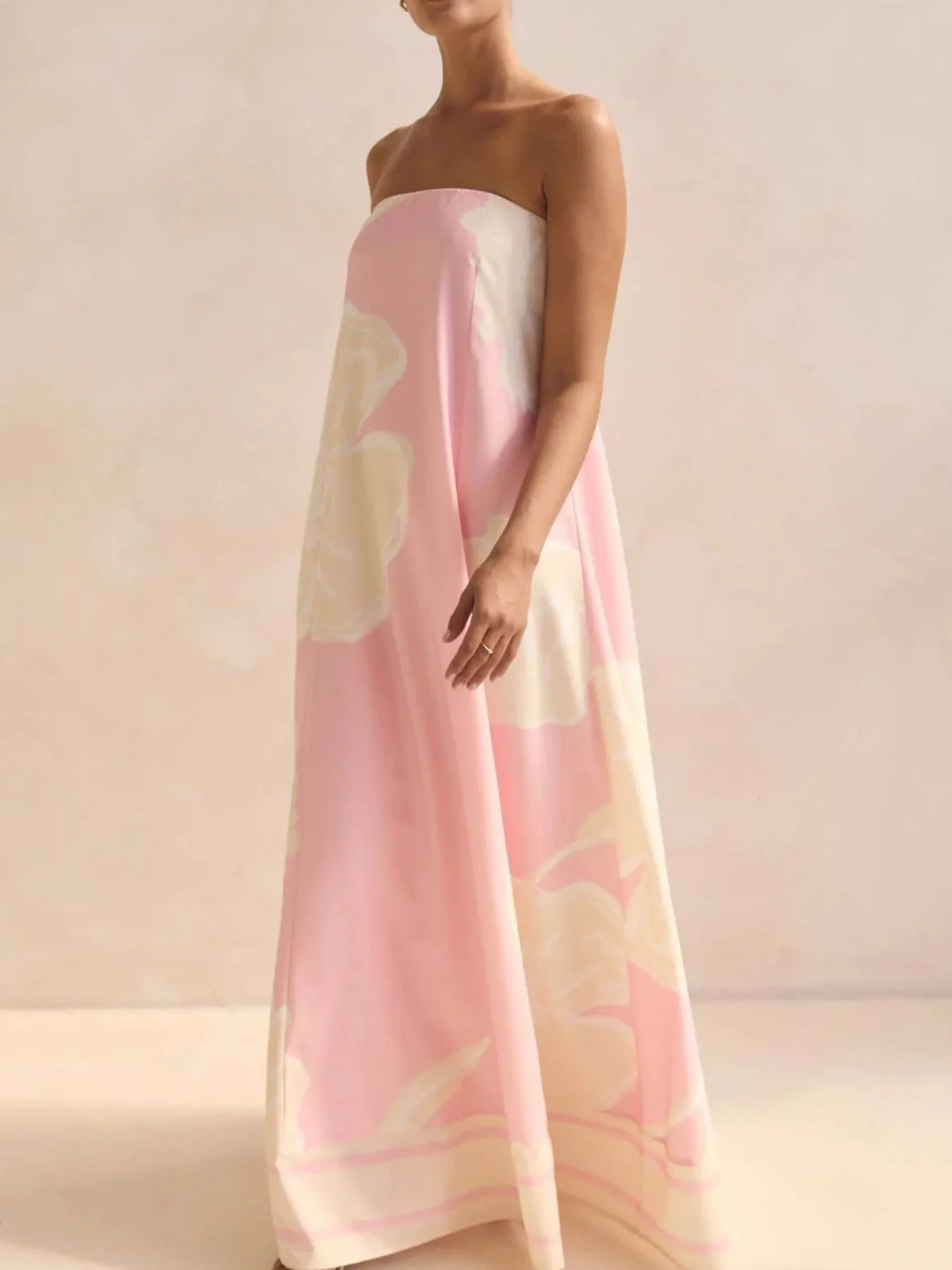 Smocked Printed Tube Maxi Dress (22)