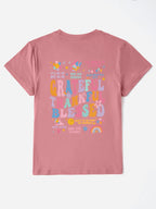 Letter Graphic Round Neck Short Sleeve T-shirt (17)