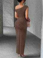 Asymmetrical One Shoulder Bodycon Maxi Dress (9)