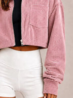 Corduroy Zip Up Cropped Jacket (3)
