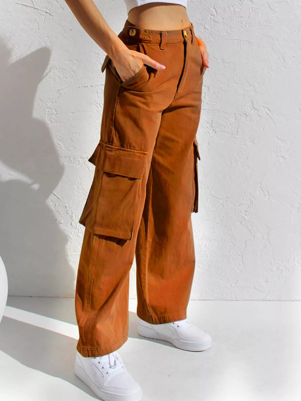 High-waisted Wide Leg Cargo Jeans (13)
