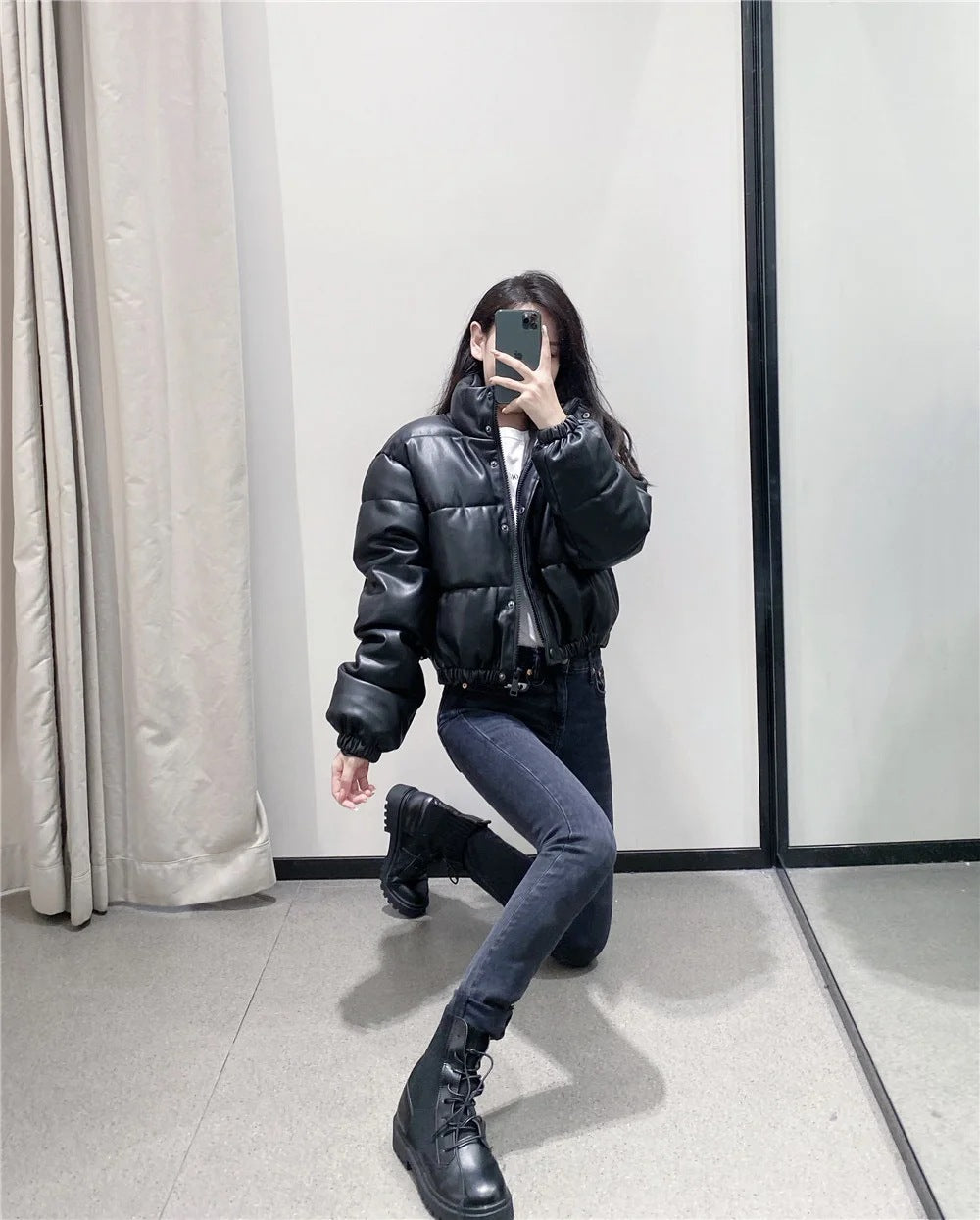 Faux Leather Cotton Jacket photo 3
