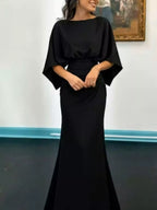 Batwing Sleeve Ruched Maxi Dress (11)