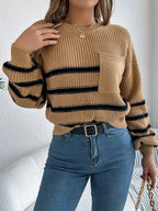 Striped Round Neck Long Sleeve Sweater (14)