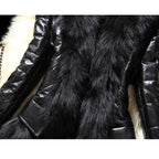 Faux Fur Large Fur Collar Leather Jacket photo 1