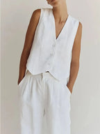 Full Size V-neck Vest Wide Leg Pants Set Plus (12)