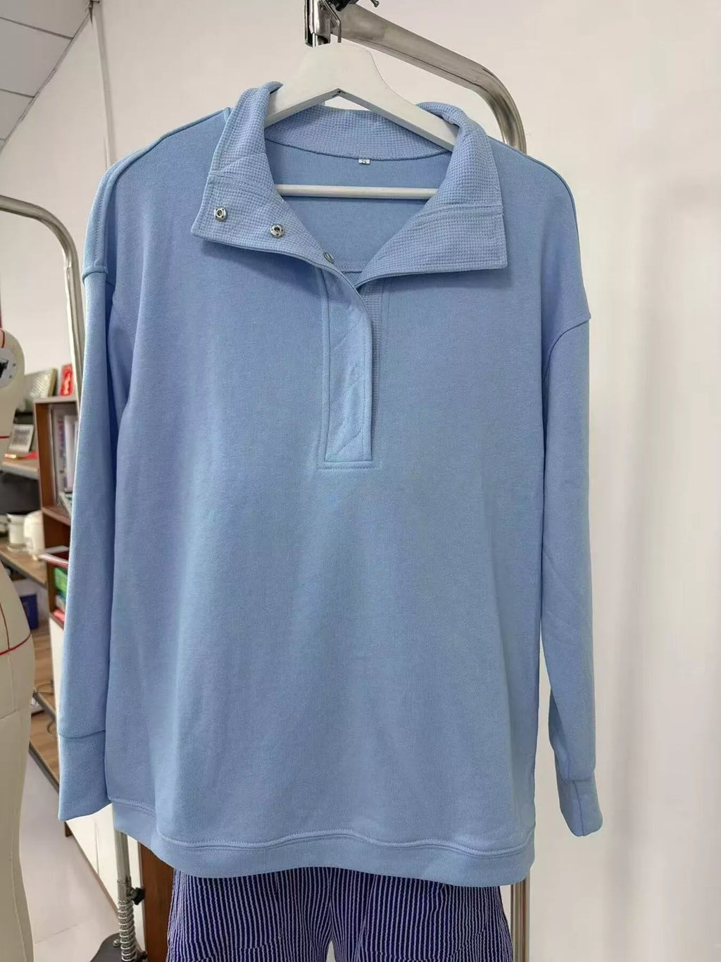 Half Snap Dropped Shoulder Sweatshirt (7)