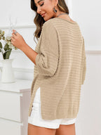 Rolled Round Neck Dropped Shoulder Slit Sweater (13)