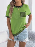 Round Neck Short Sleeve Knit Top (4)
