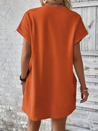 Round Neck Short Sleeve Mini Dress (15)