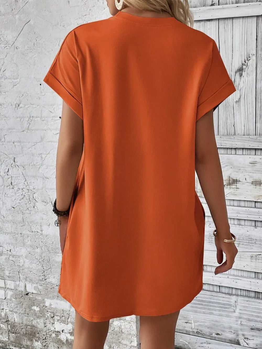 Round Neck Short Sleeve Mini Dress (15)