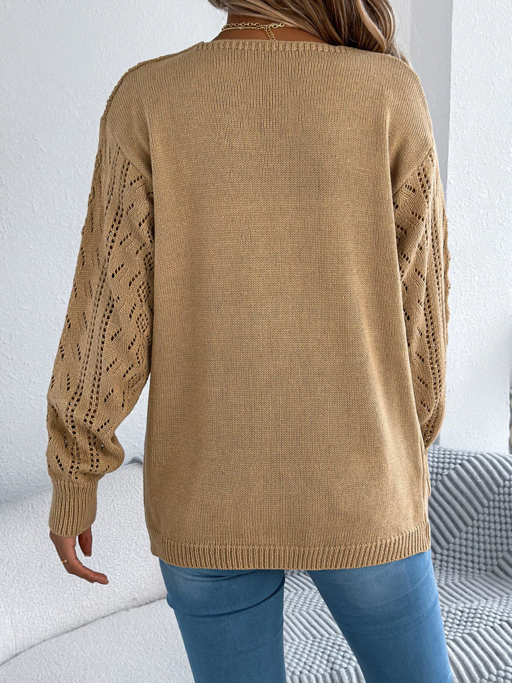 Openwork Open Front Cardigan (8)