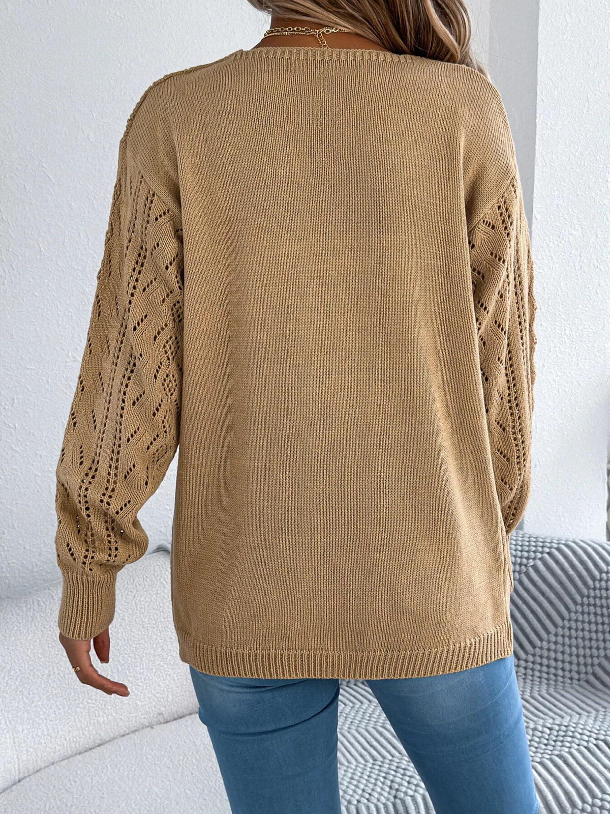 Openwork Open Front Cardigan (8)