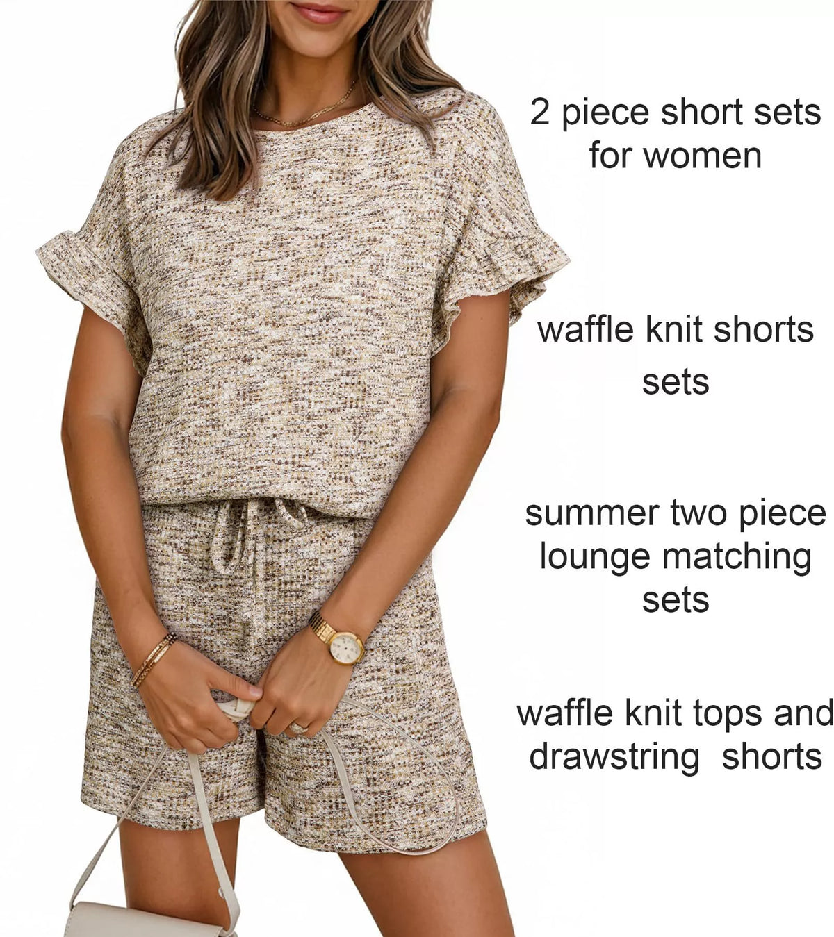 Ruffle Sleeve Textured Top Shorts Set (9)