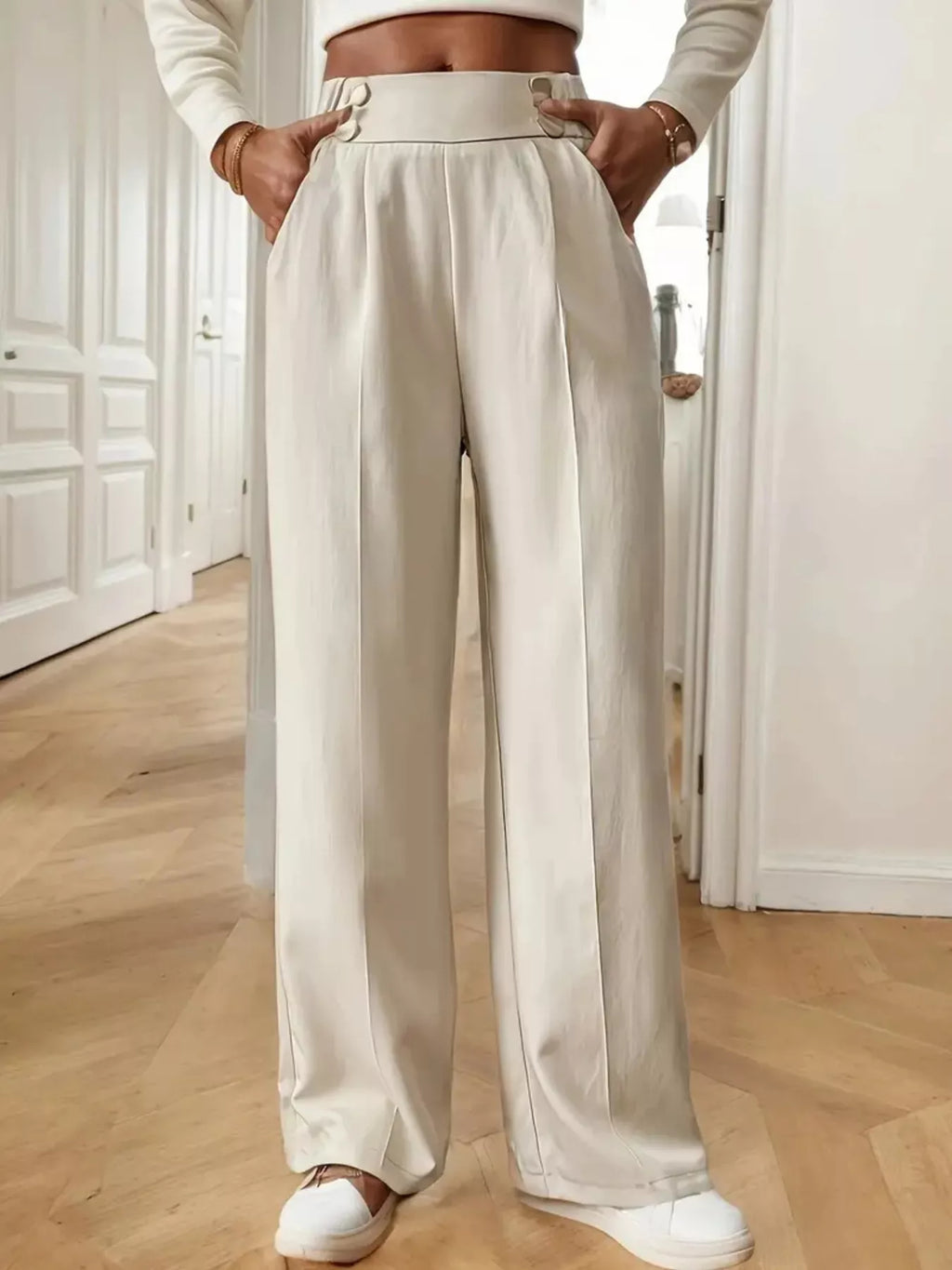 Full Size High-waisted Wide-leg Pants Plus