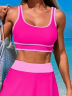 Scoop Neck Top Skort Swim Set (3)