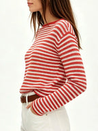 Striped Boat Neck Knit Sweater (7)