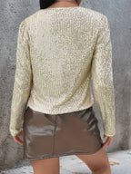 Full Size Sequin Open Front Cropped Jacket (32)