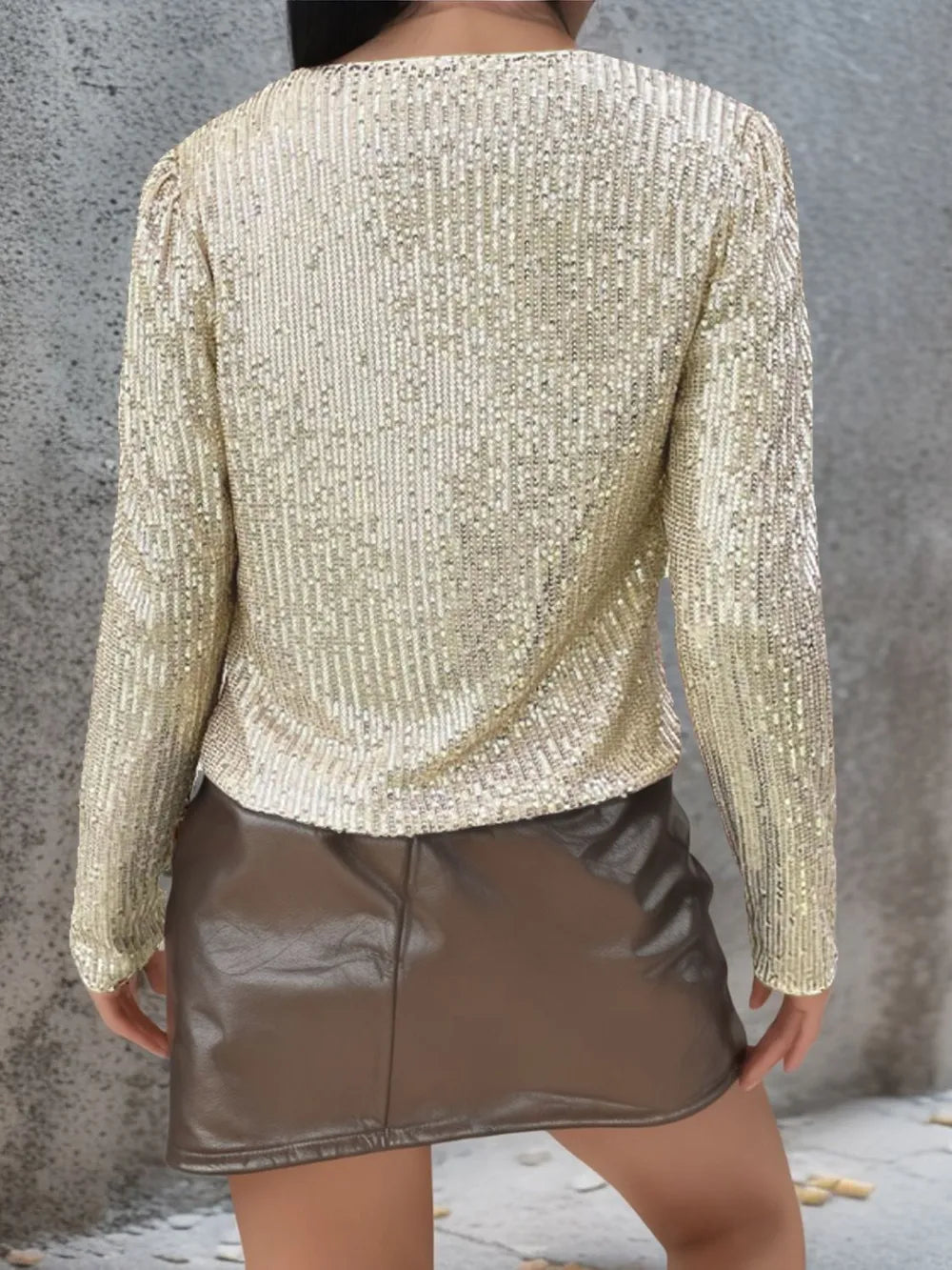 Full Size Sequin Open Front Cropped Jacket (32)