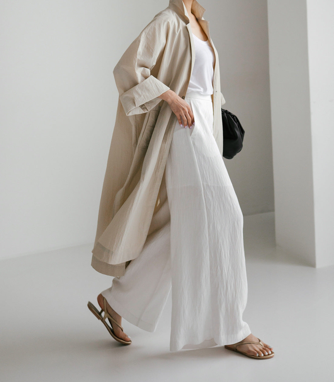 Shirt Dress Overknee Long Split Bf Cotton Linen Trench Coat photo 1