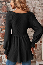 Peplum V-neck Long Sleeve Blouse (16)