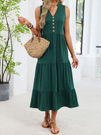 Sleeveless Notched Tiered Midi Dress (19)