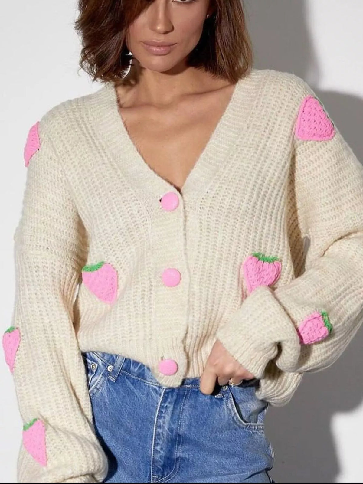 Strawberry Button Down Cardigan (2)