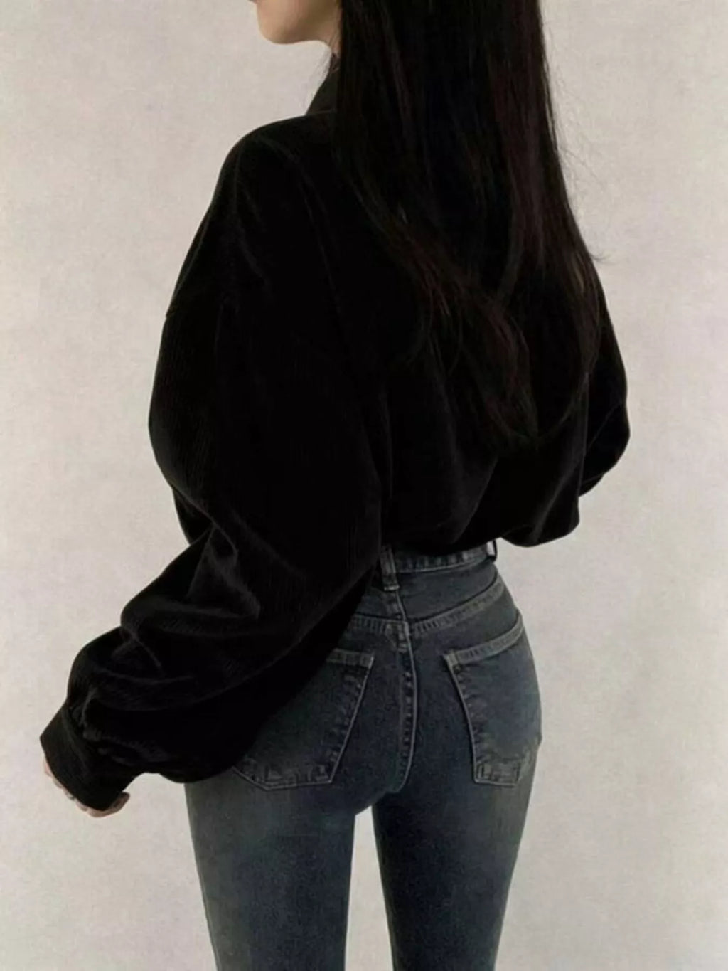 Corduroy Snap Down Cropped Jacket (3)